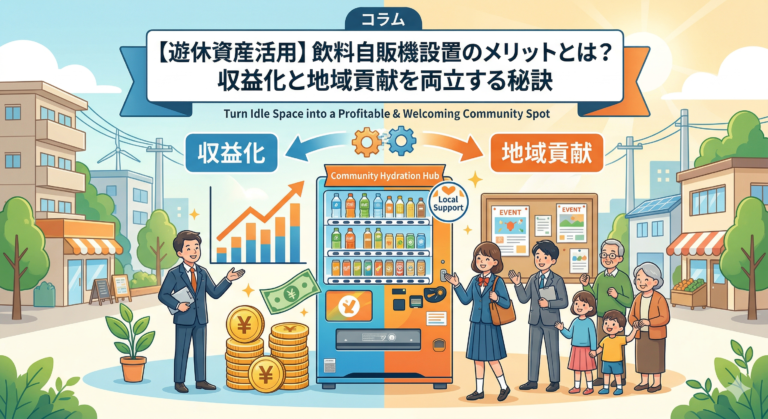 【遊休資産活用】飲料自販機設置のメリットとは？収益化と地域貢献を両立する秘訣